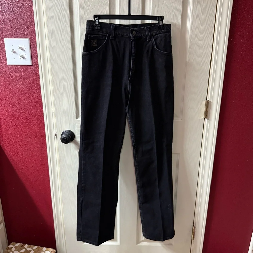 Vintage Wrangler Women Black High Waisted Straight Leg Jeans Made in USA‎ 8x32
